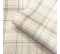 SOPHIE LAURENCE Neutral Check Wallpaper Tartan Country Style Feature Wall Lounge Bedroom Hallway