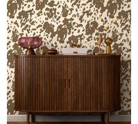 Sophie Laurence Off White Animal Print Wallpaper Cocoa Brown Cowhide Feature Wall