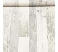 SOPHIE LAURENCE Off White Grey Wooden Plank Effect Wallpaper - Realistic Textured Non-Woven Vinyl, Paste The Wall Feature Wall Covering for Living Room, Bedroom, Hallway & Kitchen, 10m x 0.53m