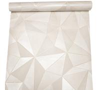 Sophie Laurence Off White Pearl Wallpaper Beige Shimmer Geometric Feature Paste The Wall