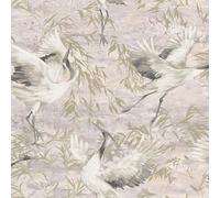 SOPHIE LAURENCE Pink Cranes Wallpaper Textured Gold Metallic Shimmer Vinyl Heavy Weight Feature