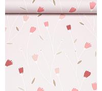 SOPHIE LAURENCE Pink Floral Wallpaper - Red Flowers, Brown & White Leaves, Thick Textured Vinyl Feature Wall Roll (≈5.3 sqm)