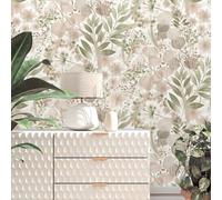 Sophie Laurence Pink & Green Floral Wallpaper Textured Vinyl Paste The Wall Feature