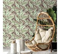 SOPHIE LAURENCE Pink Tropical Leaf Wallpaper Leopard Print Metallic Gold Shimmer Feature Wall, Smooth Finish Vinyl Wall Panels for Lounge, Bedroom, Study Washable, Strippable, Non-Pasted (Sample)