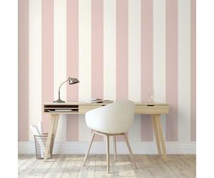 SOPHIE LAURENCE Pink White Stripe Wallpaper Feature Wall Smooth Finish Retro Kids Girls Bedroom
