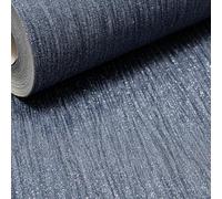 SOPHIE LAURENCE Plain Blue Glitter Wallpaper Silver Shimmer Textured Slightly Imperfect Thick Bedroom Bathroom Lounge Hallway 10m x 0.53m Full Roll