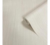 SOPHIE LAURENCE Plain Cream Wallpaper Textured White Metallic Shimmer Stripe Living Room Hall