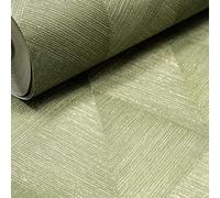 SOPHIE LAURENCE Plain Green Wallpaper Geometric Gold Metaliic Shimmer Effect Textured Vinyl