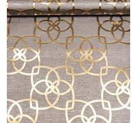 SOPHIE LAURENCE Precious Silks Wallpaper - Warm Grey & Gold Metallic Geometric Pattern | Washable Paste-The-Paper 10 m Roll for Feature Walls & Home Décor
