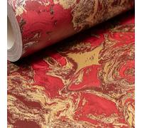 SOPHIE LAURENCE Red Gold Marble Wallpaper Liquid Effect Textured Glitter Shimmer Slightly Imperfect Feature Bedroom Bathroom Lounge Hallway 10m x 0.53m Full Roll