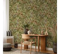Sophie Laurence Rust Green Tropical Leaves Lemur Wallpaper Animals Foliage Jungle Textured Feature Wall
