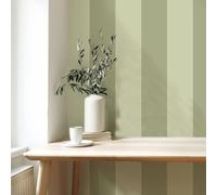Sophie Laurence Sage Green Wallpaper Stripe Quality Feature Wall Smooth Finish Bedroom Hallway
