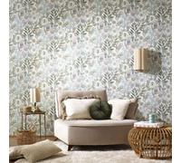 Soft Blue Floral Wallpaper Multi Leaf Textured Vinyl Feature Paste Wall Feature