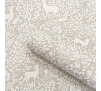 Sophie Laurence Taupe Floral Wallpaper Deer Rabbits Leaves Slightly Textured Feature Wall Lounge