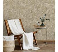 Sophie Laurence Taupe Willow Trail Floral Metallic Gold Leaf Shimmer Textured Wallpaper