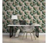 Sophie Laurence Teal Coral Floral Wallpaper 3D Effect Gold Metallic Shimmer Feature Wall