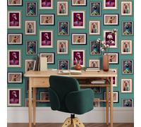 Teal Fantastic Animals Wallpaper Multi Fun Quirky Peacock Frogs Feature