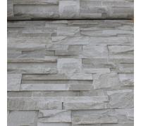 Sophie Laurence Thorn Slate Natural Beige Stone Brick Wall Effect Textured Vinyl Wallpaper