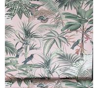 Sophie Laurence Tropical Birds Pink Blush Green Jungle Feature Wallpaper