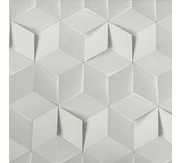 Sophie Laurence Wallpaper 3D Geometric Feature Wall White Cube Illusion Funky Modern Vinyl Coat