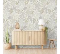SOPHIE LAURENCE White Beige Floral Wallpaper - Textured, Washable, Strippable, Paste The Wall (Full Roll)