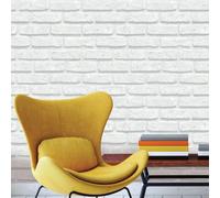 Sophie Laurence White Brick Effect Wallpaper Realistic 3D Grey Tones Feature Wall