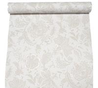 Sophie Laurence White Damask Wallpaper Floral Beige Silver Shimmer Smooth Vinyl