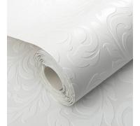 Sophie Laurence White Floral Paintable Wallpaper Textured Thick Blown Vinyl