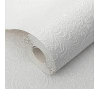 Sophie Laurence White Floral Paintable Wallpaper Textured Thick Blown Vinyl