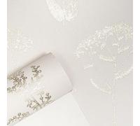 SOPHIE LAURENCE White Floral Wallpaper Gold Metallic Shimmer Textured Thick Slightly Imperfect Bedroom Bathroom Lounge Hallway 10m x 0.53m Full Roll