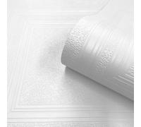 SOPHIE LAURENCE White Paintable Textured Wallpaper Panel Effect Design with Glossy Finish Luxury Embossed Feature Wall for Hallway, Lounge, or Living Room Décor Vinyl 10M x 0.53M