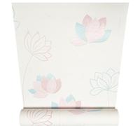 SOPHIE LAURENCE White Pink Blue Floral Wallpaper | Paste the Wall | Textured Vinyl | 10m x 0.53m per Roll