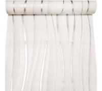 SOPHIE LAURENCE White & Silver Wave Textured Effect Wallpaper - Quality Paper, Washable, 0.53m x 0.53m Sample, Modern Metallic Finish for Any Room