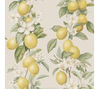 SOPHIE LAURENCE Yellow Lemon Trail Wallpaper - Floral Green Leaf Textured, Paste The Wall Feature Wall Covering for Living Room, Kitchen, Bedroom & Hallway, 10m x 0.53m
