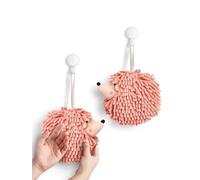 Sophie & Panda Fuzzy Ball Hand Towels (Set of 2) - Dry Your Hands Instantly and conveniently with This Creative Hand Towel Hedgehog Decorative Towels for Bathroom (Pack of 2, Pink)