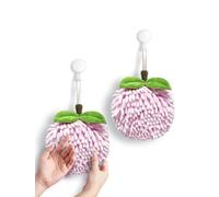 Sophie & Panda Fuzzy Ball Hand Towels (Set of 2) - Dry your hands instantly and conveniently with This creative hand towel Fruit Themed decorative towels for bathroom (Pack of 2, Pink Peach)
