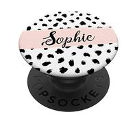 Sophie personalised Black and white Dalmatian polka dot PopSockets Swappable PopGrip