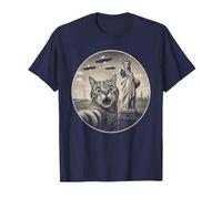Sophie's Surreal Lady Liberty Pointing Basketball Cat T-Shirt