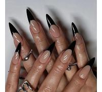 Sophisticated Black Artificial Nails Premium Party Manicure Set with Secures Fit Comfortable Daily Wear Durability Press on Nail