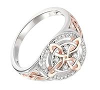 Sophisticated Copper Rings Accented by Geometric Designs and Zircon Stones Ideal for Gift Scenarios and Preferences Two-Color Zircon Geometric Rings