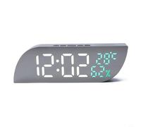 Sophisticated Electronic Clock Featuring a Mirror Finish, Backlit Display and Built in Temperature & Humidity Sensor (White+Green)