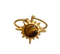Sophisticated Geometric Rings With Brown Stone Fashion Party Accessories Natural Gemstones Jewelry For Women Oval Tigers Eye