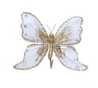 Sophisticated Glitter Butterflies with Clips Decor for Holidays, Weddings, and More Events (white)