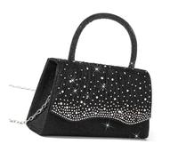 Sophisticated Lady's Evening Bag with Sparkling Rhinestones Decoration Pleated Handbag Shoulder Bag for Bridesmaids