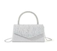 Sophisticated Lady's Evening Bag with Sparkling Rhinestones Decoration Pleated Handbag Shoulder Bag for Bridesmaids