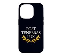 Sophisticated Post Tenebras Lux Latin Quote Laurel Wreath Case for iPhone 14 Pro