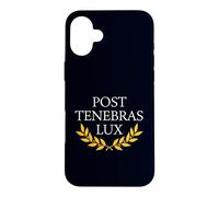 Sophisticated Post Tenebras Lux Latin Quote Laurel Wreath Case for iPhone 16 Plus