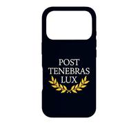 Sophisticated Post Tenebras Lux Latin Quote Laurel Wreath Case for iPhone 17 Pro