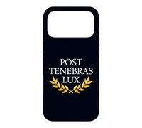 Sophisticated Post Tenebras Lux Latin Quote Laurel Wreath Case for iPhone 17 Pro Max