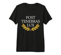 Sophisticated Post Tenebras Lux Latin Quote Laurel Wreath Premium T-Shirt